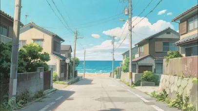 蓝天阳光海边小镇