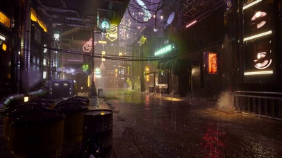 科幻雨夜城市街道