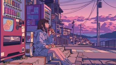 黄昏下的少女
