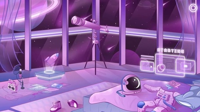 宇宙粉色太空舱房间
