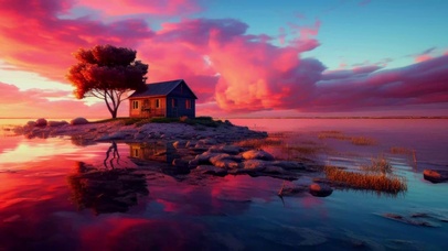 湖中小屋