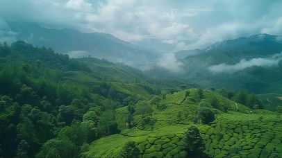 绿色云雾山谷茶园