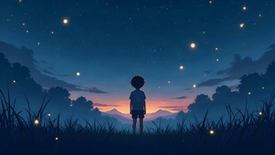 少年 夏夜萤火星空