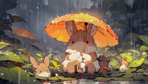 松鼠撑伞