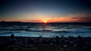 夕阳海