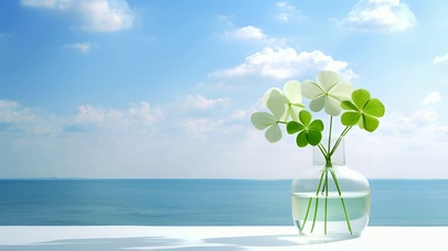 清新治愈海边幸运草