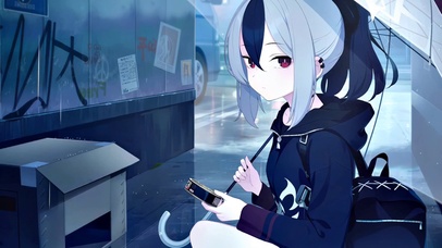 雨中撑伞的少女