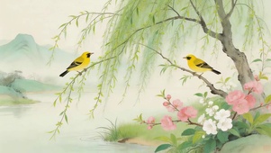 树枝上的黄鹂鸟
