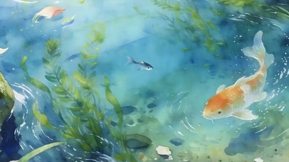 游鱼带鱼屏