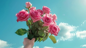 蓝天与花