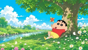 郊野闲坐蜡笔小新