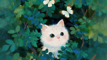 绿叶从里的猫咪