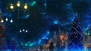 灿烂星空下的女孩