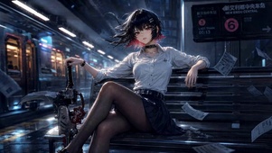 雨夜地铁少女