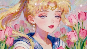 郁金香美少女插画