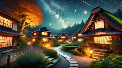 安静的夜晚村庄