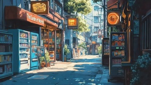 城市冷调清凉夏日街道