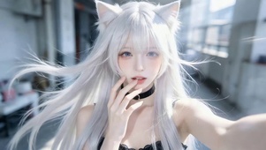 清纯白发女孩
