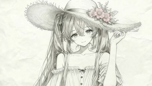 简约线稿初音