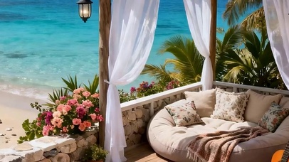 白云树木海景带鱼屏