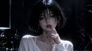 暗调氛围感清冷短发美女