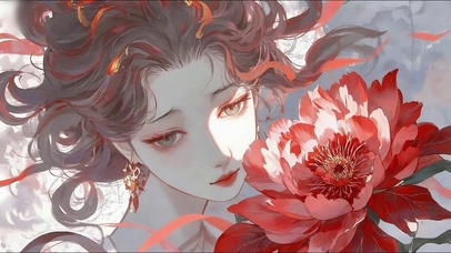 唯美红牡丹仙子