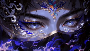 蓝金纹饰眨眼少年