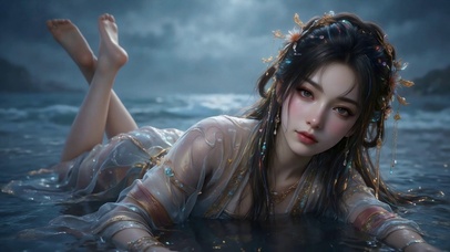 海边古风氛围感美女