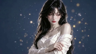 飘雪清纯黑发美少女