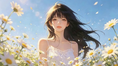 鲜花可爱少女