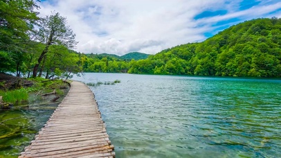 青山绿水木栈道