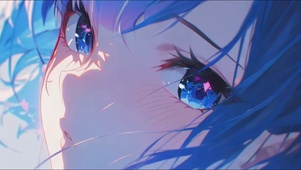 蓝发动漫插画少女