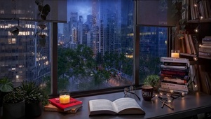 夜晚城市街道雨