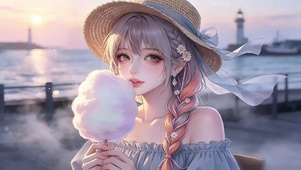 海边棉花糖少女