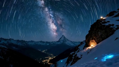 静谧雪山星空