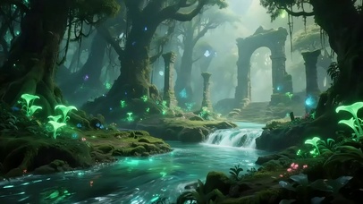 神秘梦幻森林溪流