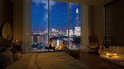 温馨落地窗房间