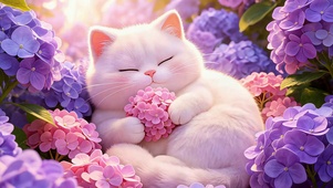 花隅瞌睡小猫