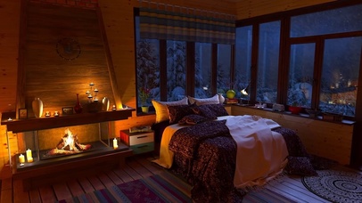 冬季小木屋暴风雪