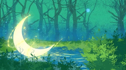唯美梦幻粒子夜景月亮森林背景