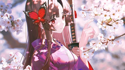 樱花蝴蝶耳饰少女