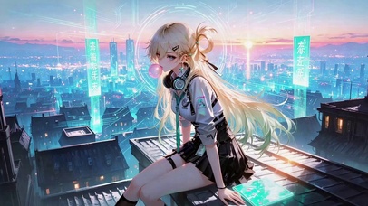 赛博都市天台美少女琳奈