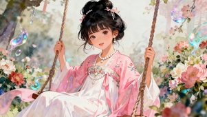 荡秋千古风女孩