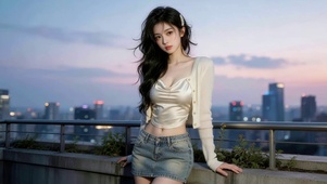 傍晚可爱女孩