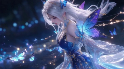 暗夜蓝蝶银发美少女