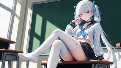 高冷气质白丝长腿校园女神