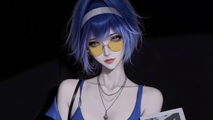 蓝色短发少女