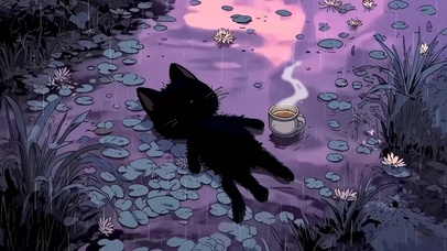 水中小黑猫