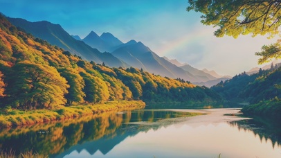 湖光水镜山明水秀