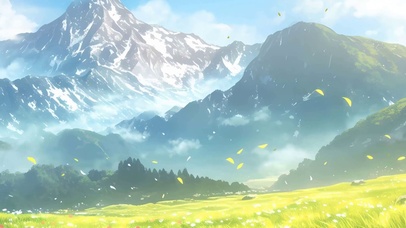 白云树木草地带鱼屏